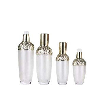 Oval Cosmetic Pump Bottle Acrylic 100ml Silk Screening Customized