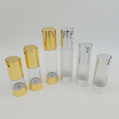 Factory Price Shiny Silver Color 15ml, 30ml, 50ml Skincare Packaging Luxury Airless Bottle 2022