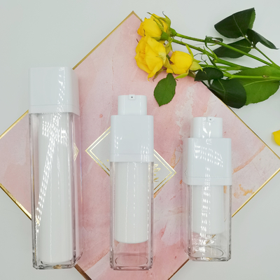 Rotary Square Airless Bottle 15ml 30ml 50ml Double Wall Silk Screening Matte Packaging Bottle