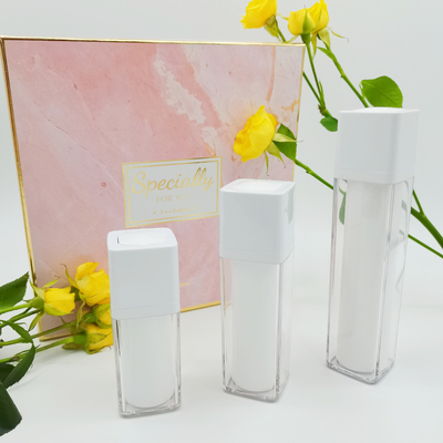 Rotary Square Airless Bottle 15ml 30ml 50ml Double Wall Silk Screening Matte Packaging Bottle