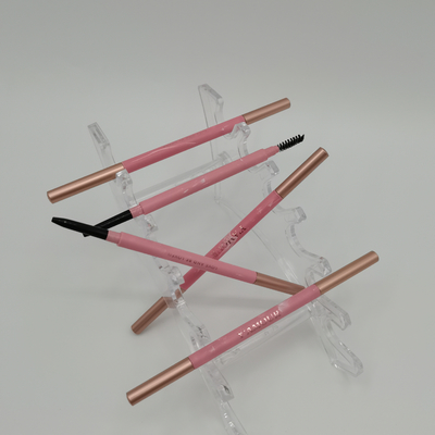 Delicate Triangle Eyebrow Pencil 146mm 7mm ABS Double Head Eye Makeup Container With Brush