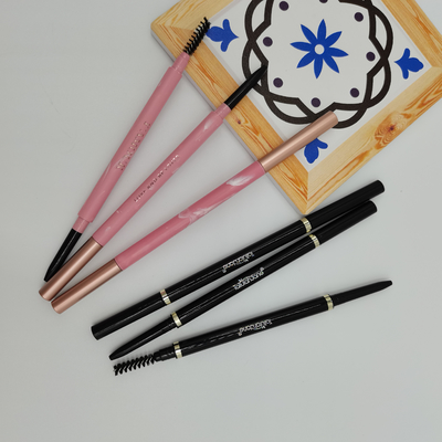 Delicate Triangle Eyebrow Pencil 146mm 7mm ABS Double Head Eye Makeup Container With Brush