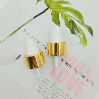 24/410 PP Cream Pump Dispenser Gold Shiny Aluminum Cover