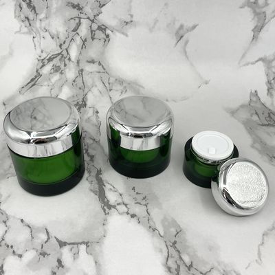 Green Eco Friendly Cosmetic Packaging 50g 100g Metallized Jars For Skin Care Products