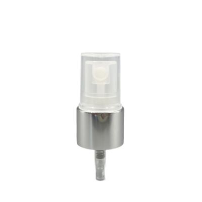 18/410 Fine Mist Sprayer Pump Silver Aluminum Closure 0.12ML SS316 Ribbed Skirt