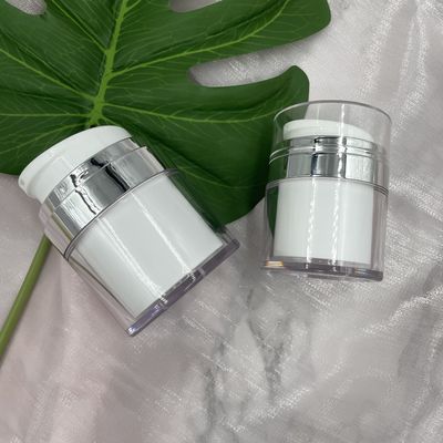 PMMA Airless Jars Cosmetic Packaging 15g 30g Round Rotary For Skin Care Cream