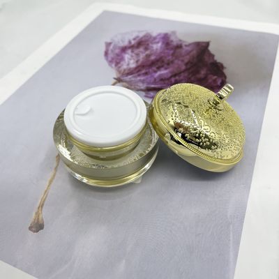 Golden Clear Plastic Cosmetic Containers Luxury Cream Jar 5g 15g Round Metallized