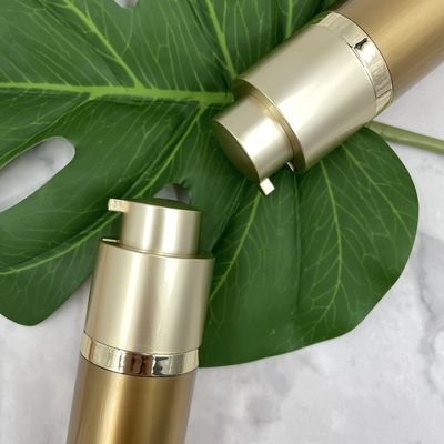 Gold 30ml 15ml Airless Pump Bottles Actuator Double Wall Electroplating For Cosmetics