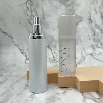 ABS Empty Skincare 50ml Airless Bottle Round / Straight Shoulder Metallized Surface