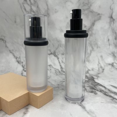 ABS Empty Skincare 50ml Airless Bottle Round / Straight Shoulder Metallized Surface