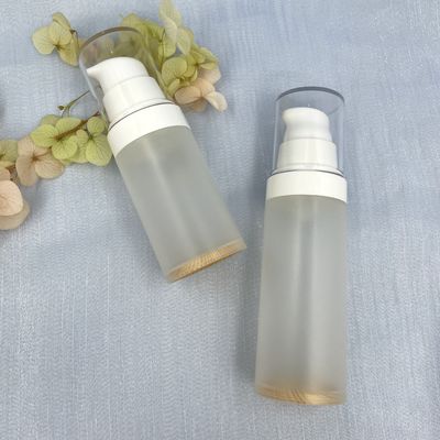 Transparent PP Airless Bottle Pump 30ml 50ml Wooden Pattern Silk Screen