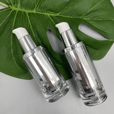 High End Cosmetic Pump Bottle Skincare Packaging 30ml Metallized