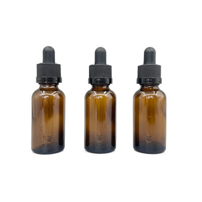 Amber 30ml Glass Cosmetic Bottles Essential Oil With Ratchet Closure Dropper