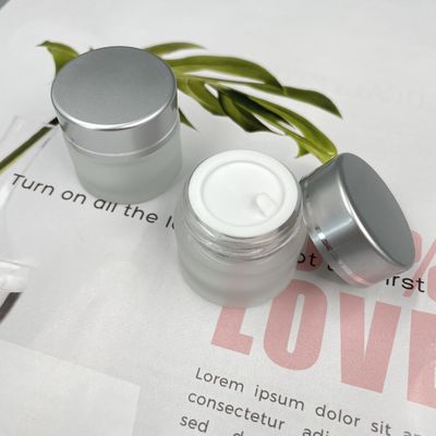 10g Frosted Cosmetic Glass Jar Cream Diameter 3.5cm Clear Color White Lid