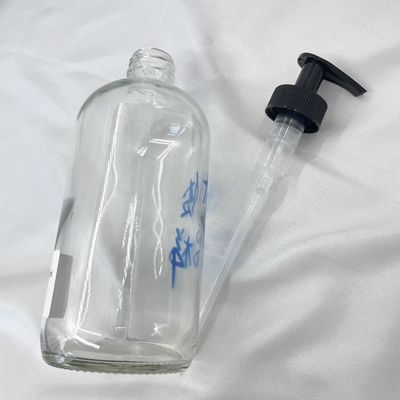 Transparent 500ml Skin Care Glass Bottle Liquid Anti UV With Lotion Pump