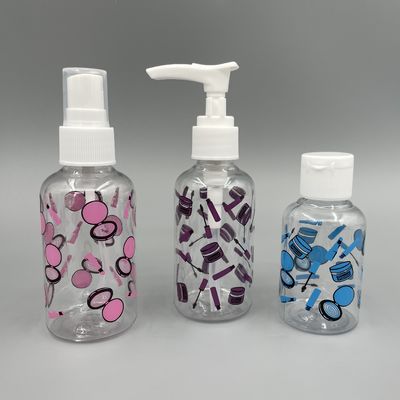 Transparent Boston PET Pump Bottle Round Shoulder 70ml Moisturizer With Printing