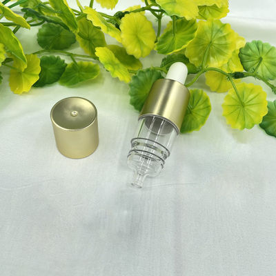 Gold Empty Essential Oil Bottle 20ml 0.25ml Dosage UV Coating Liquid Dropper With Bulb