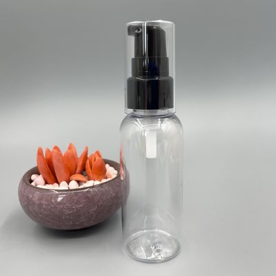 PP Black Cream Pump Dispenser 20/410 304H Smooth Closure 0.2ML/T With Full Clear Cap