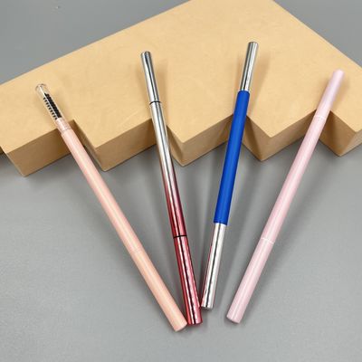 Delicate Triangle Eyebrow Pencil 146mm 7mm ABS Double Head Eye Makeup Container With Brush