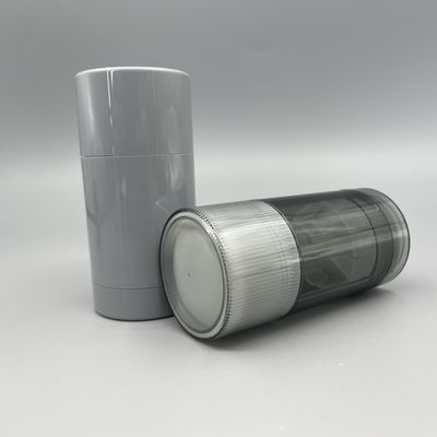 75g Gray Empty Deodorant Stick Container AS / PP Sunscreen Round Tubes