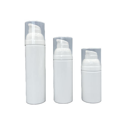 PP 75ml 50ml White Airless Pump Bottles Lotion No Pollution With Snap
