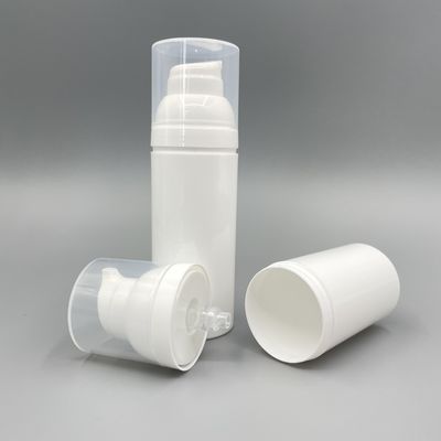 PP 75ml 50ml White Airless Pump Bottles Lotion No Pollution With Snap