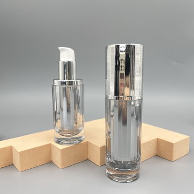 High End Cosmetic Pump Bottle Skincare Packaging 30ml Metallized