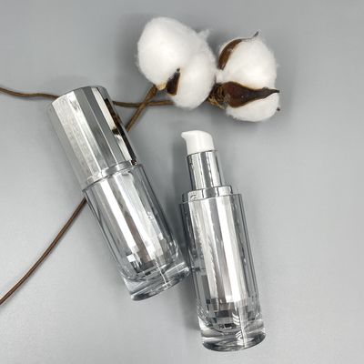 High End Cosmetic Pump Bottle Skincare Packaging 30ml Metallized