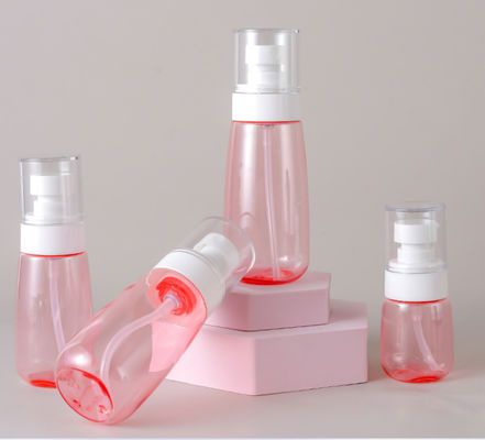 100ml Petg Pump Bottle Transparent Pink Single Packing Fine Sprayer White Facial Soft Touch