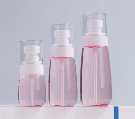 100ml Petg Pump Bottle Transparent Pink Single Packing Fine Sprayer White Facial Soft Touch