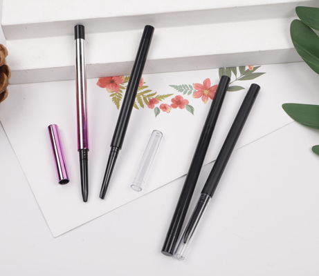 Round Head Retractable Eyebrow Pencil Slim Body Black Color Solid